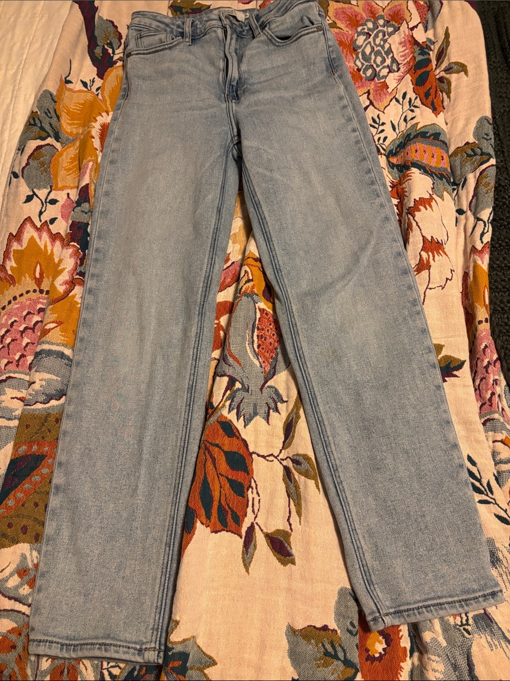 Women's Light Blue Straight Leg Jeans - Casual High-Rise Style